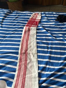 Brand New Gamcha Cotton Assamese Japi Design Without Tag Gamcha For Stylish Soft Fabric Towel 180 Gsm (Red And White, Pack-1)