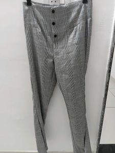 Plaid High-Waisted Pants