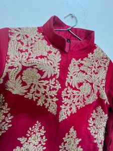 Elegant Pink Kurta Set with Gold Embroidery