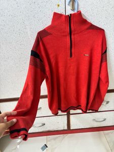 Men's Red Zip-Up Sweater