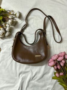 Brown Crescent Shoulder Bag
