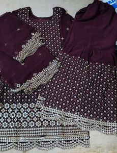 Designer Embroidered Garara kurta with dupatta Set