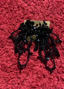 Black Beaded Dangle Earrings