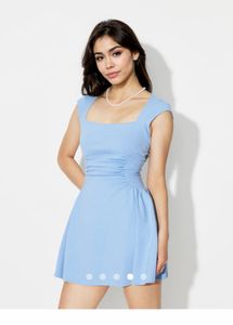 Light Blue Ruched Fit & Flare Dress (XS)