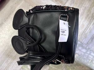 Sparkly Black  Bagback with Red Bow