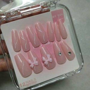 Cute Press On Nails with Bows & Gems