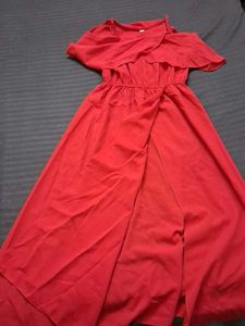 Vibrant Red Off-Shoulder Maxi Dress