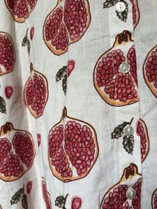 Pomegranate Print Cotton Button-Up Shirt
