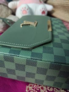 Green Checkered Crossbody Bag