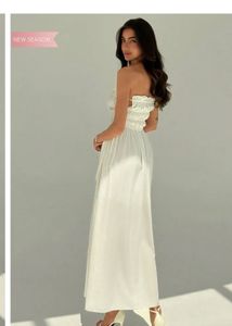 Side tie up White Maxi Dress