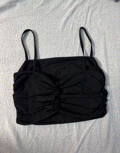 Black Ruched Crop Top