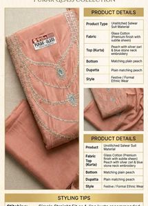 Peach Unstitched Salwar Suit