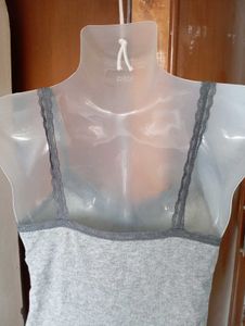 Grey Lace Trim Cami Tank Top