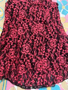 Peach Black Net Top