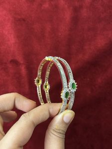 Elegant Emerald & Diamond Bangles