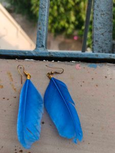 Vibrant Blue Feather Earrings