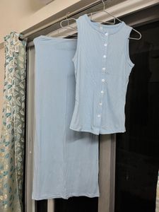 Light Blue Sleeveless Maxi co-ords set