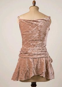 Y2K Velvet  Mauve Cocktail Dress with Ruffle Skirt