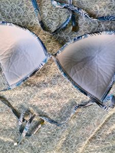 Tropical Leaf Print Bikini Top