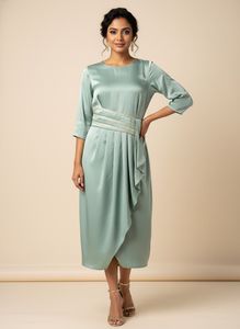 Party Wear Hourglass Midi Mint  Dress