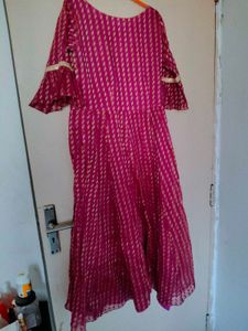 megenta anarkali gown