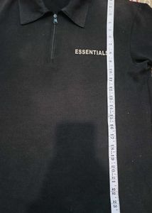 ESSENTIALS Black Zip Polo T-Shirt