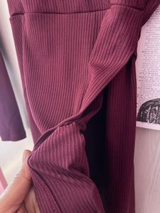 Maroon Ribbed Wrap Dress