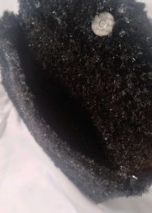 Handmade Black Furry Handbag with White Bow | Cute