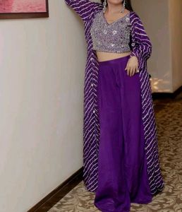 New Crop Top Plazo &amp; Shrug Set For Women