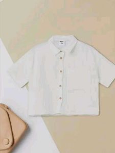 Zudio White Crop Button Shirt | Minimal Casual Top
