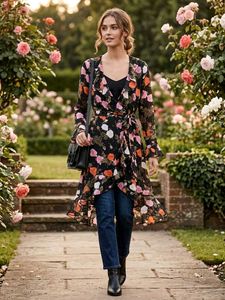 Floral Print Wrap Midi shrug