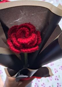 Crochet Single Rose Bouquet