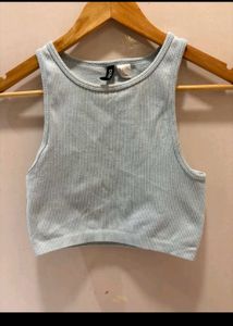 H&amp;M Light Blue Ribbed Tank Top