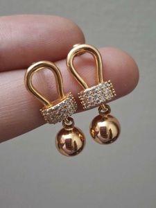Gold Ball & Crystal Drop Earrings