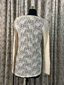 Striped Lace Detail Top