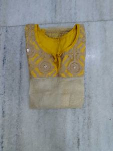 Embroidered Yellow Kurta Set