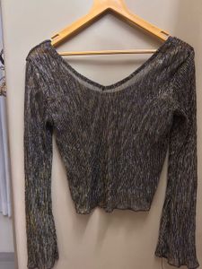 Sparkly Lurex Striped Long Sleeve Top