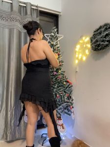 Chic Black Ruffle Mini Dress