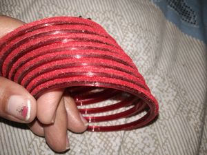 💖❤Velvet Glass Bangles Red Colour