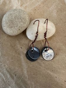 Handmade Copper &amp; Metal Disc Earrings