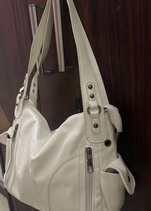 Stylish White Faux Leather Shoulder Bag