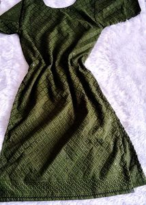 🆕 Embroidery Olive Green Kurta😍