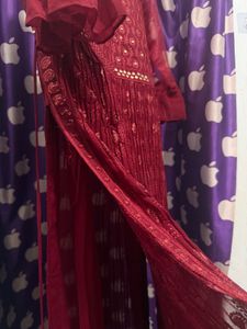 Elegant Maroon Kurta Set with Sequins