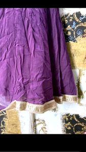 pure fabric girls anarkali with lace border