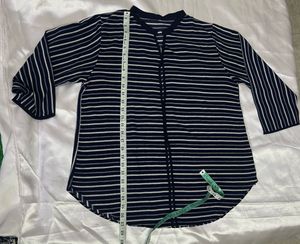 Striped V-Neck 3/4 Sleeve Top