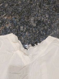 Cream Textured Puff Sleeve Top