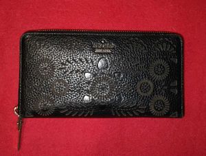 Kate Spade Black Embossed Floral Wallet
