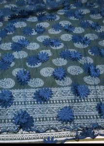 Navy Blue Kurta Set with net dupatta