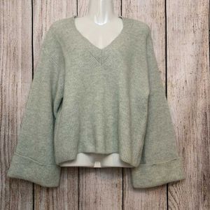 H&M Wool Alpaca Blend V-Neck Bell Sleeve Sweater