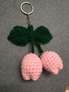 Handmade Crochet Cherry Keychain